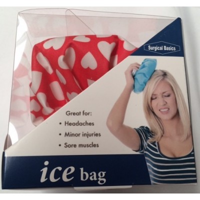 Ice Bag Red Hearts Design Pattern Cooling & Relaxing (X1 Bag)