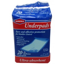 Disposable Underpads Ultra Absorbent 61 X 43cm Latex Free 22/pkt Beds Chairs