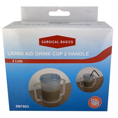 Living Aid Drink Cup 2 Handle With Two Lids Four Cups In One