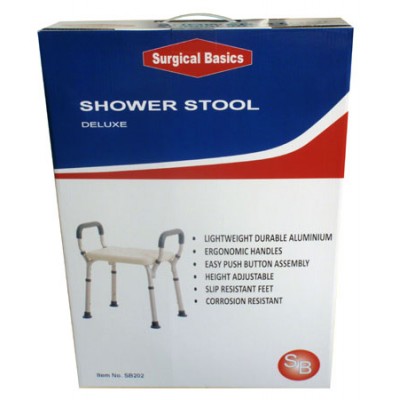 Deluxe Shower Bath Stool Chair , Adjustable Heights, Lightweight