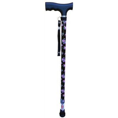 Walking Stick Engraved Dark Rose Cane Extendable Height 71cm - 94cm