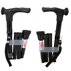 Folding Ergonomic Black Adjustable Right Or Left Handed Walking Stick