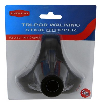 Walking Stick Cane Tripod Style Stopper 19mm Black SB739