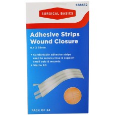 Surgical Basics Wound Closure Strips 6x75mm 24pk