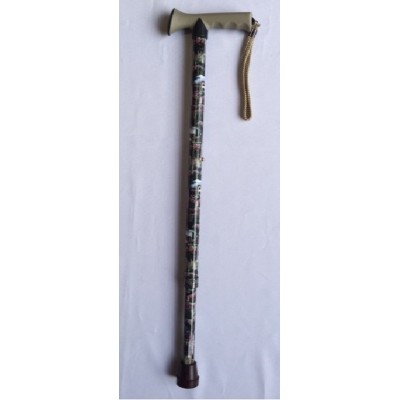 Walking Stick Cane Adjustable Garden Pattern With Strap Extendable 30-39"