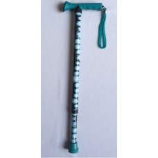 Walking Stick Cane Adjustable Blue Flower Pattern With Strap Extendable 30-39"