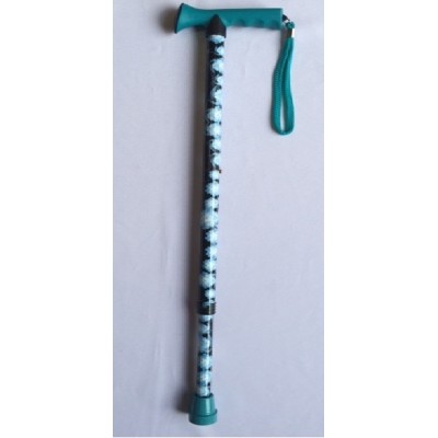 Walking Stick Cane Adjustable Blue Flower Pattern With Strap Extendable 30-39"