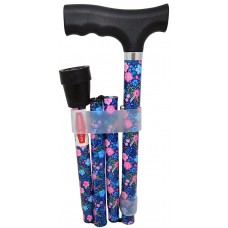 Walking Stick Aluminium Folding & Height Adjustable Blossom Design Cane 83-95cm