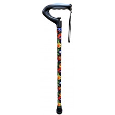 Walking Stick Dark Floral Push Button Adjustable 66-106cm