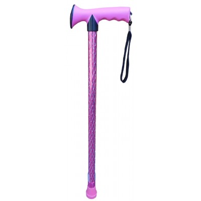 Walking Stick Engraved Pink Soft Grip With Strap Cane Extendable 28"- 37"