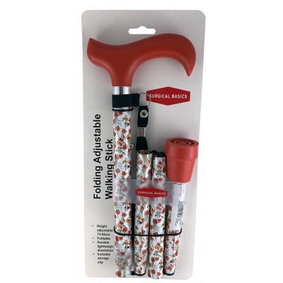 Walking Stick Poppy Folding Adjustable 73-85cm With Wrist Strap