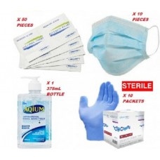 Personal Protection Kit Sanitiser Gloves Mask Alcohol Wipes