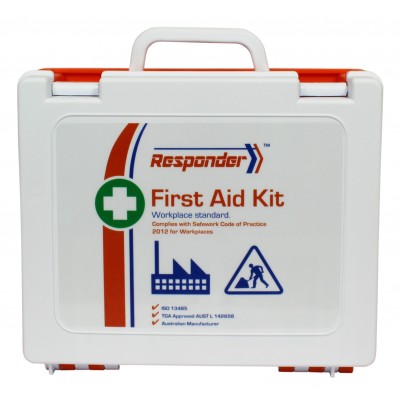 First Aid Kit Responder Rugged Plastic Hard Case Small Workplace Office Home
