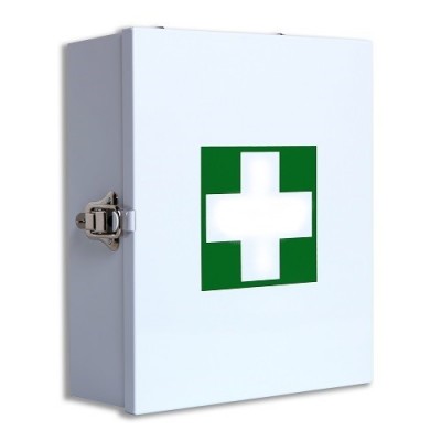 First Aid White Steel Cabinet Wall Mount Side Opening (Empty Case Only)