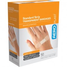 Band Aids 72mm X 19mm Transparent Waterproof Dressings x50 First Aid