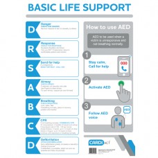 Basic Life Support AED CPR Wall Chart Cardiac A3
