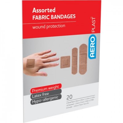 Band Aids Assorted Fabric Premium Weight Super Adhesion 2x (Packs 20) First Aid 