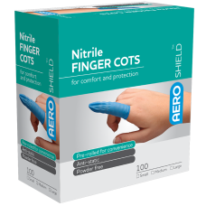 Finger Cots Blue Nitrile Aeroshield 100/pkt Premium Quality Latex Free