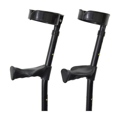Double Adjustable Elbow Crutches With Anatomical Grip Adult Jet Black