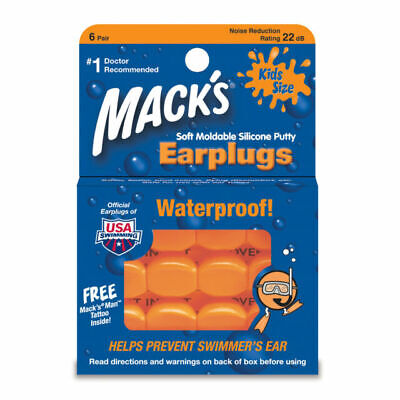 Macks Kids Size Waterproof Block Ear Plugs 6 Pairs/pkt (Mack's)