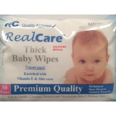 Baby Wipes Sensitive Thick Wipes Real Care 30/pkt X 10 Aloe Vera & Vitamin E