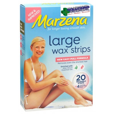 Marzena Large Wax Strips New Easy Pull Formula Enriched With Aloe Vera 20/pkt