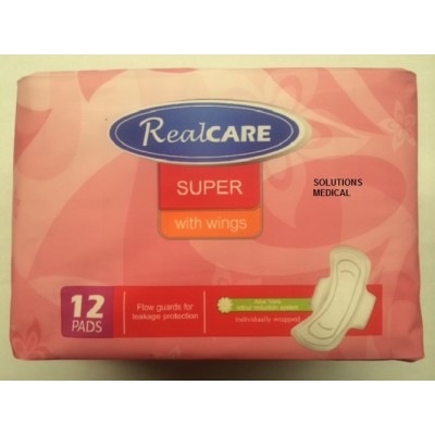 Realcare Sanitary Pads With Wings Super 12/pkt Aloe Vera X 3