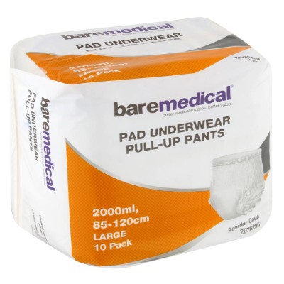 PAD UNDERWEAR PULL-UP PANT LARGE 2000ML 85-120CM BAREMEDICAL 2076295 PAD UNDERWEAR PULL-UP PANT LARGE 2000ML 85-120CM BAREMEDICAL 2076295