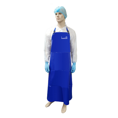 Heavy Duty Pvc Apron Waterproof Blue Food / Chemical Work Haccp Certified