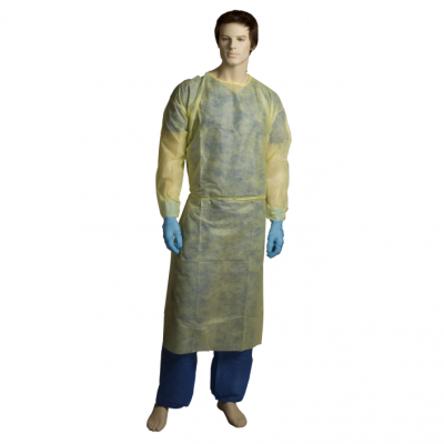 Polypropylene PP/PE Fluid Resistant Isolation Gown Yellow 