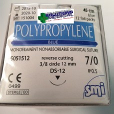Sutures Polypropylene Blue 7/0 Monofilament Nonabsorbable Revers Cutting Smi