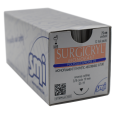 Sutures Box 12 Size 4.0 Usp Monofilament Synthetic Absorbable Polyglecaprone 25 Monofast Surgicryl 75cm Undyed Smi