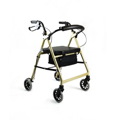 Hero Medical 4-Wheeled Mobility Walker – Walking Frame with Rollator Champagne