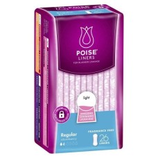 Poise Liners Regular Female 50ml 19 -25cm White  26/Pkt 91853