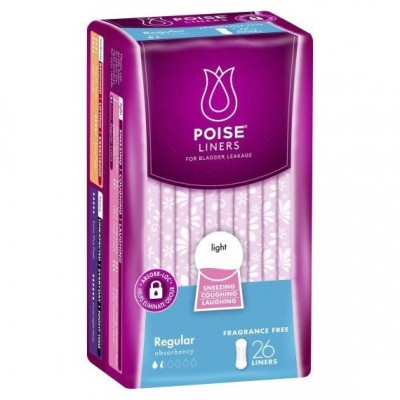Poise Liners Regular Female 50ml 19 -25cm White  26/Pkt 91853