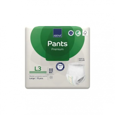 Abena Pants L3 Large Waist 100 140cm Unisex 2400ml White/ Green Stripe 15/Pkt SA1000021327
