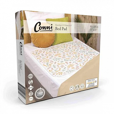 Conni Bed Pad No Tuck Ins Organic Print 85x95cm Waterproof CCD-085095-25-1OR Conni Bed Pad No Tuck Ins Organic Print 85x95cm Waterproof CCD-085095-25-1OR