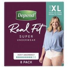 Depend Real Fit Super Underwear For Women X Large Waist 122 - 162cm 1320ml Nude 19647 8/Pkt