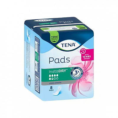 Tena Pads Instadry Long Length 338x124mm Female 420ml White 8/Pack 760860