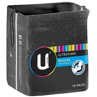 U By Kotex Ultra Thin With Wings Regular 230mm Female With Wings White 91416