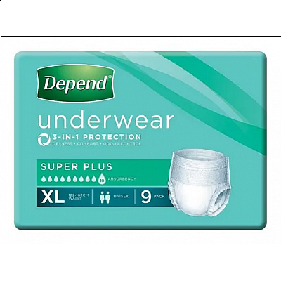 Depend Super Plus Underwear Xl 122cm 162cm Unisex 2000ml White 19612