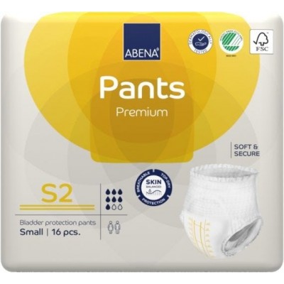 Abena Pants S2 Small Waist 60 90cm Unisex 1900ml White/ Yellow Stripe 16/Pkt SA1000021319 