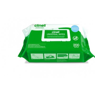 Clinell Universal Sanitising Wipes 200/ Packet All Surfaces & Safe On Hands