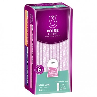 Poise Extra Long Liner Female 70ml 215mm White  22/Pkt 01859