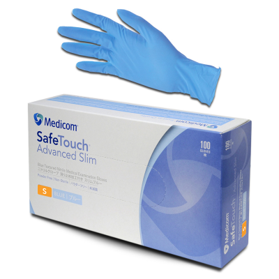 Safetouch Blue Textured Nitrile Medical Powder Free Gloves 100/Box Large