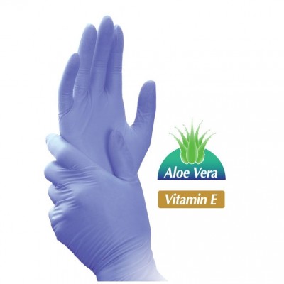 Blossom Nitrile Aloe Vera With Vitamin E Examination Gloves Powder Free 100/Box Size Small