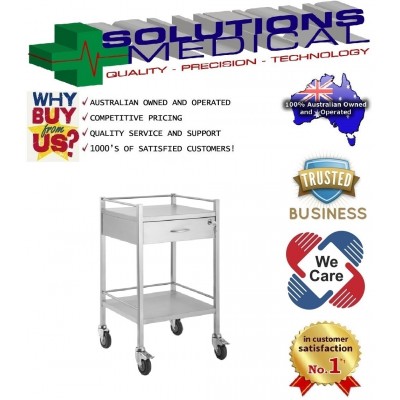 Single Stainless Steel Trolley 1 Draw With Lock