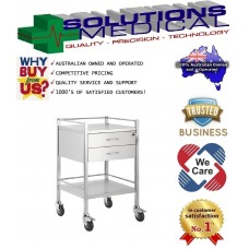 Single Stainless Steel Trolley 2 Draw With Top Locking Draw