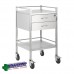 Single Stainless Steel Trolley 2 Draw With Top Locking Draw