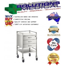 Single Stainless Steel Trolley 3 Draw With Top Locking Draw